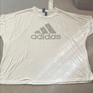 Adidas White Tee with Gray Logo